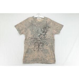 Vintage Y2K Pop Icon Clothing Shirt Mens Medium Brown Graphic Print Short Sleeve